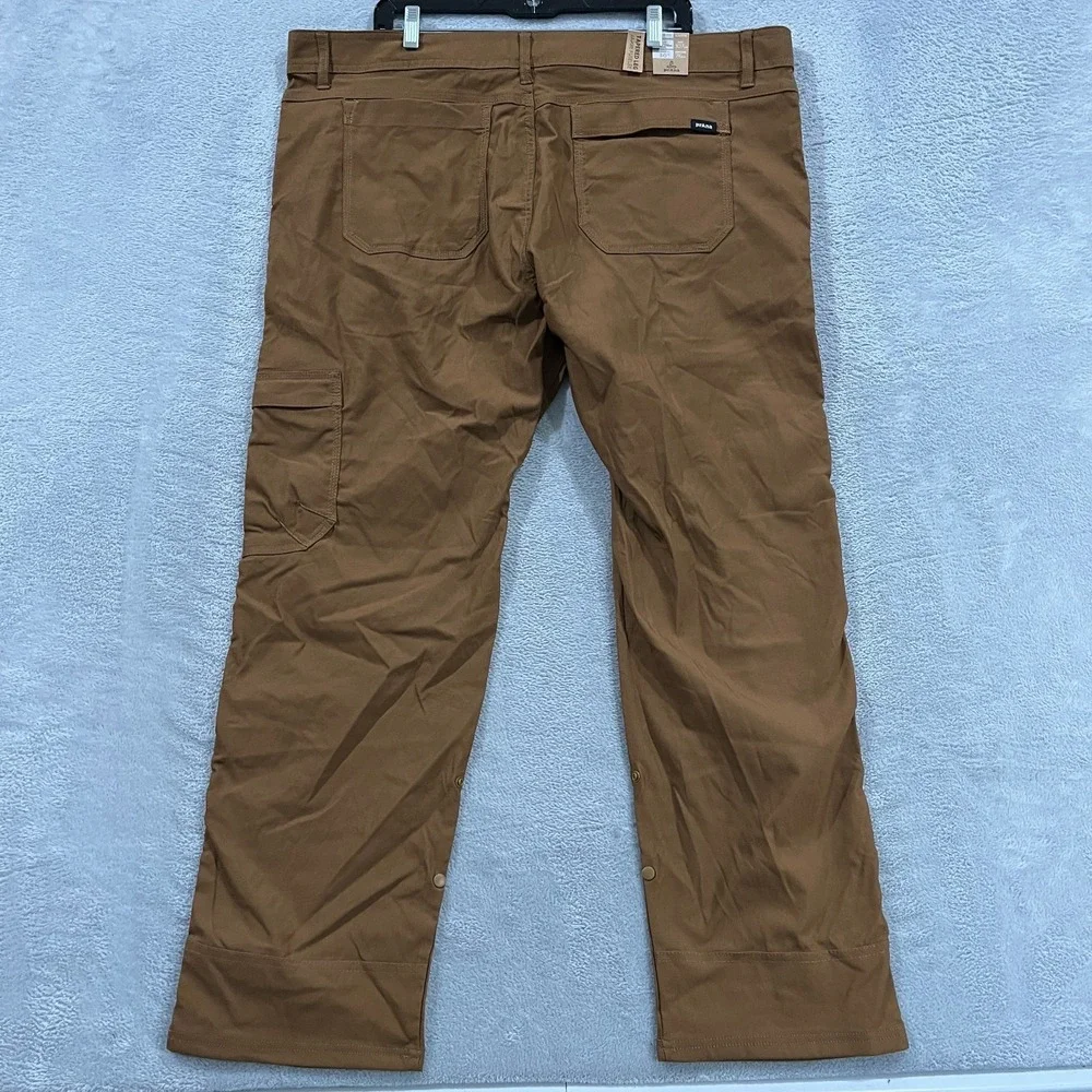 PrAna Stretch Zion Slim Pant II Pants Men 42x30 Sepia Hiking Outdoor Roll Up
